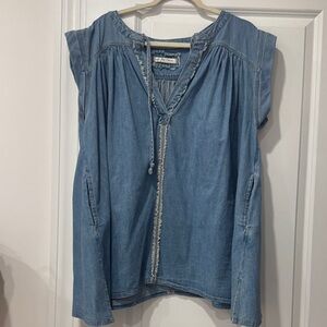Free People Blue Denim cap Sleeve Tunic - size Small ( oversized)
